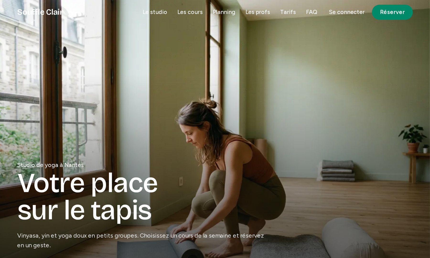 Souffle Clair, a yoga studio site with class booking, built by the factory