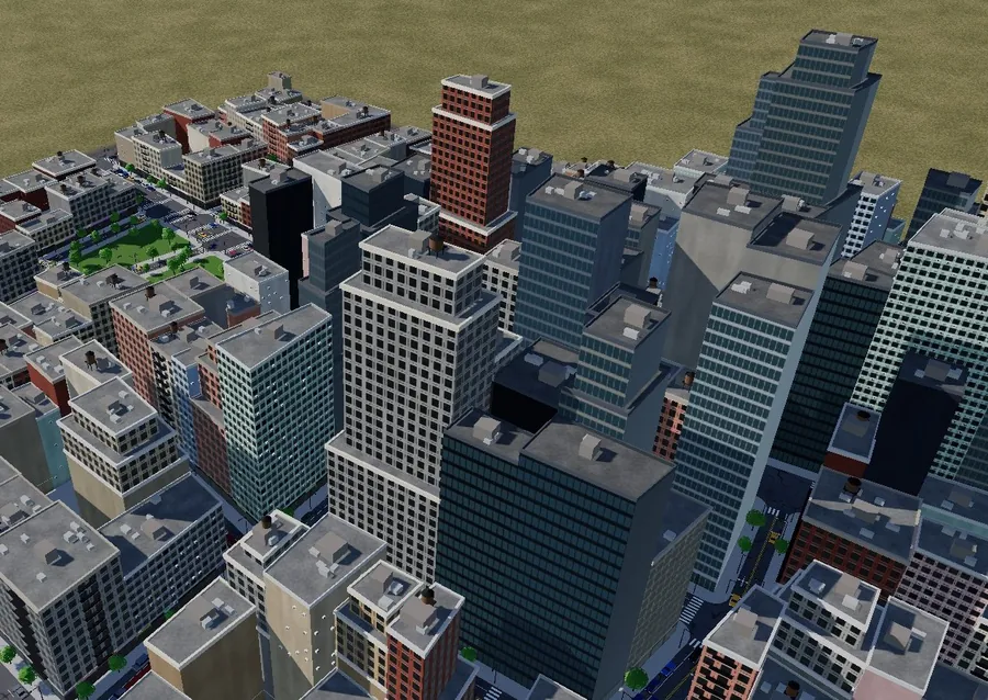 A generated city seen from above