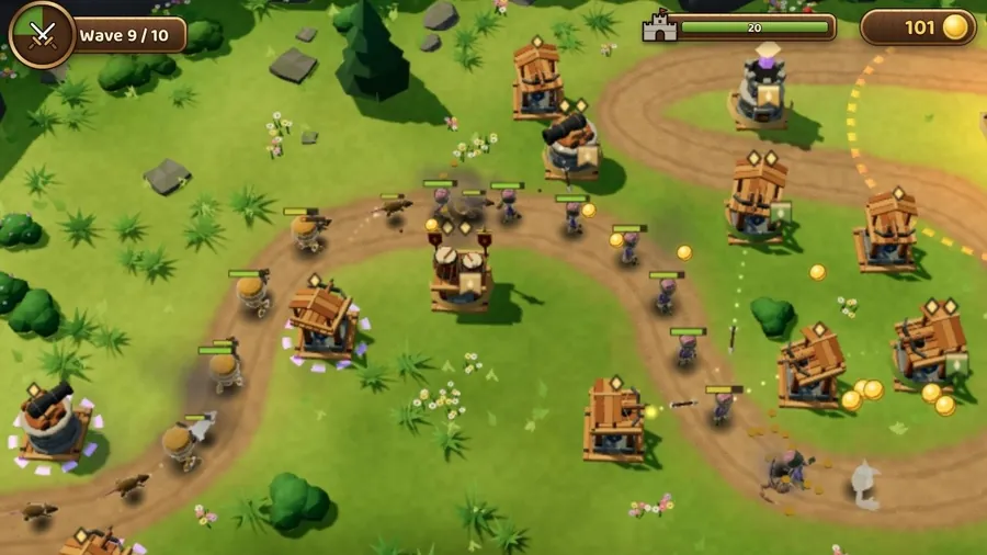 Tower defense on a winding road