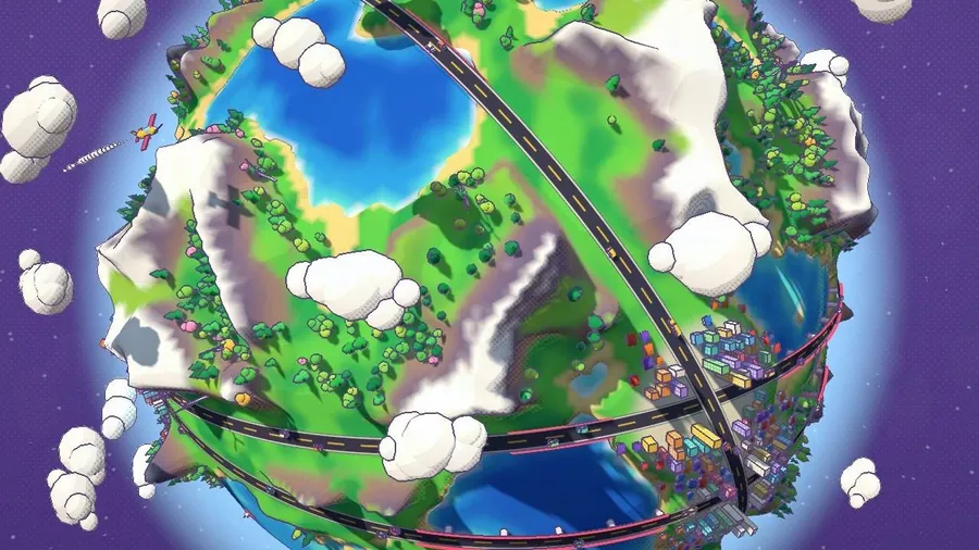 Small planet with a roller coaster track