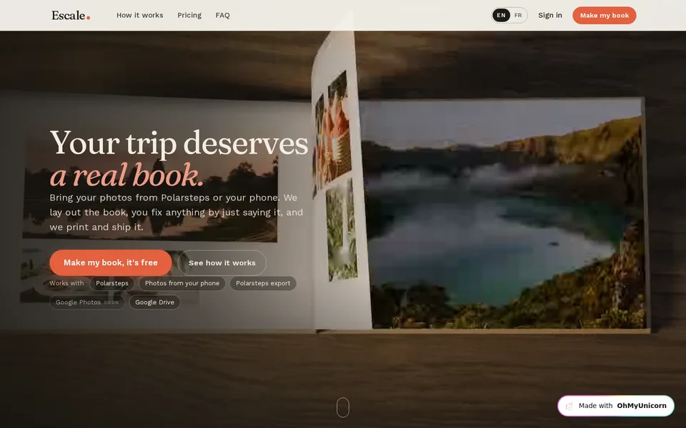 Escale home page